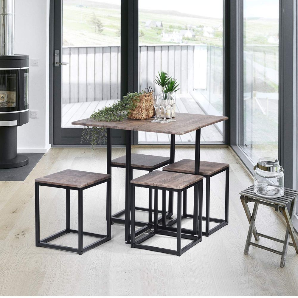 Industrial table with stools