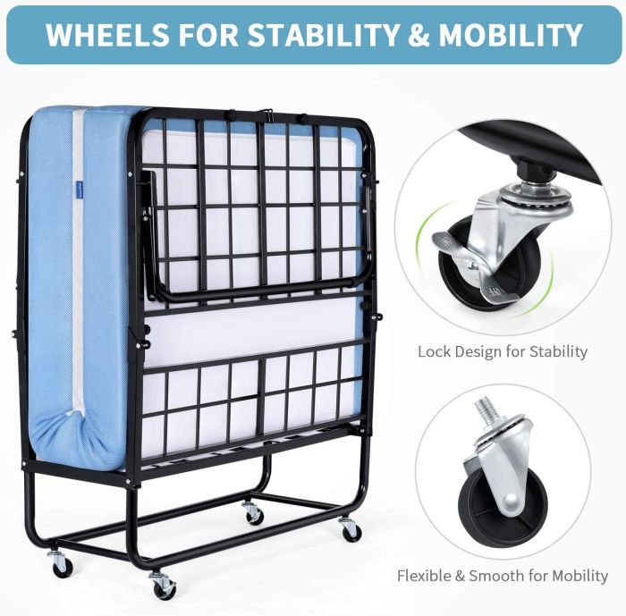 Inofia Foldable Folding Bed with casters