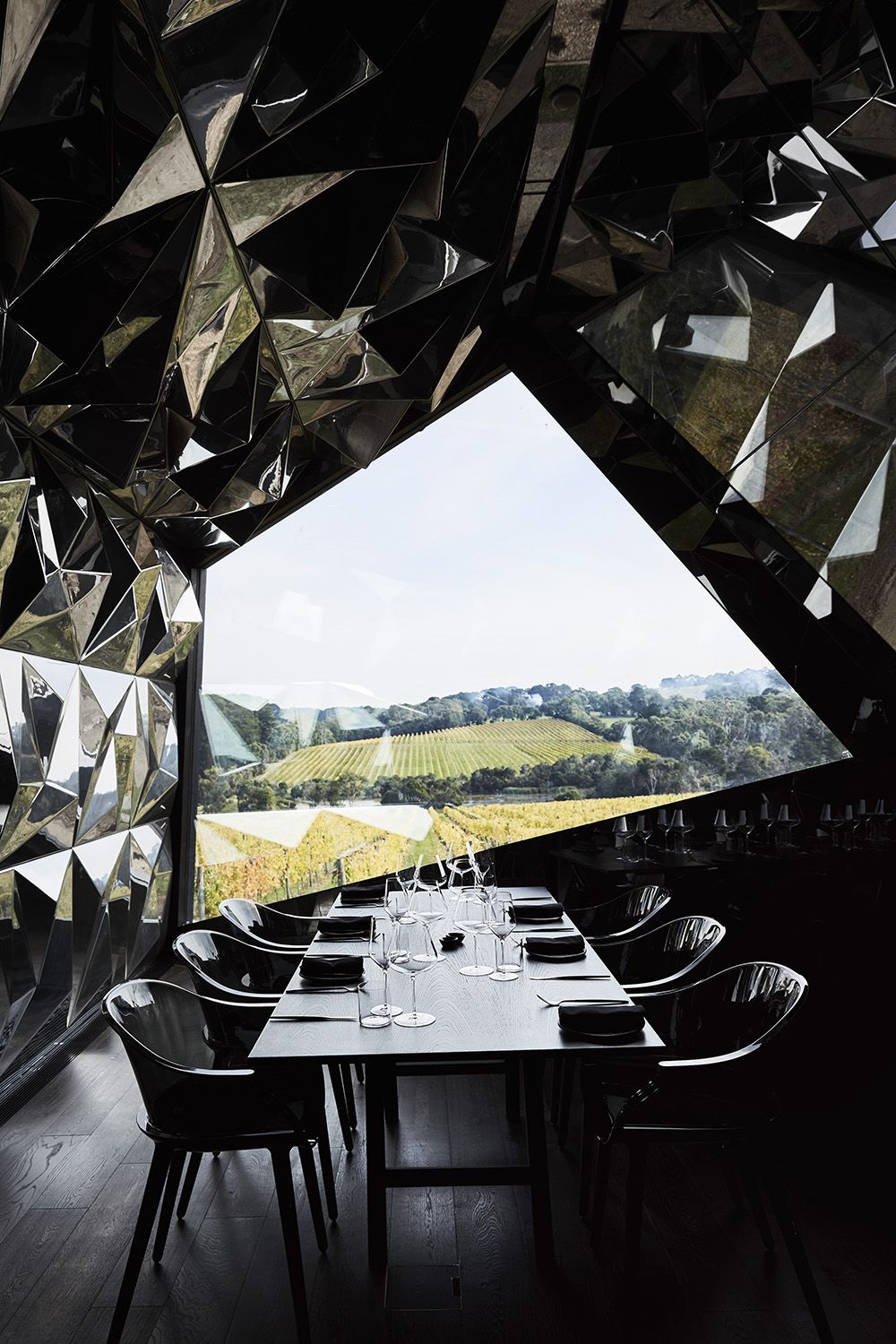 Inside the Geode, private dining has a view.