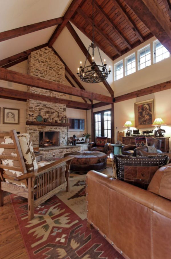 Inspiration for a rustic family room remodel in Atlanta