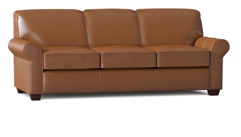 Jennifer Genuine Leather Rolled Arm Sofa Bed