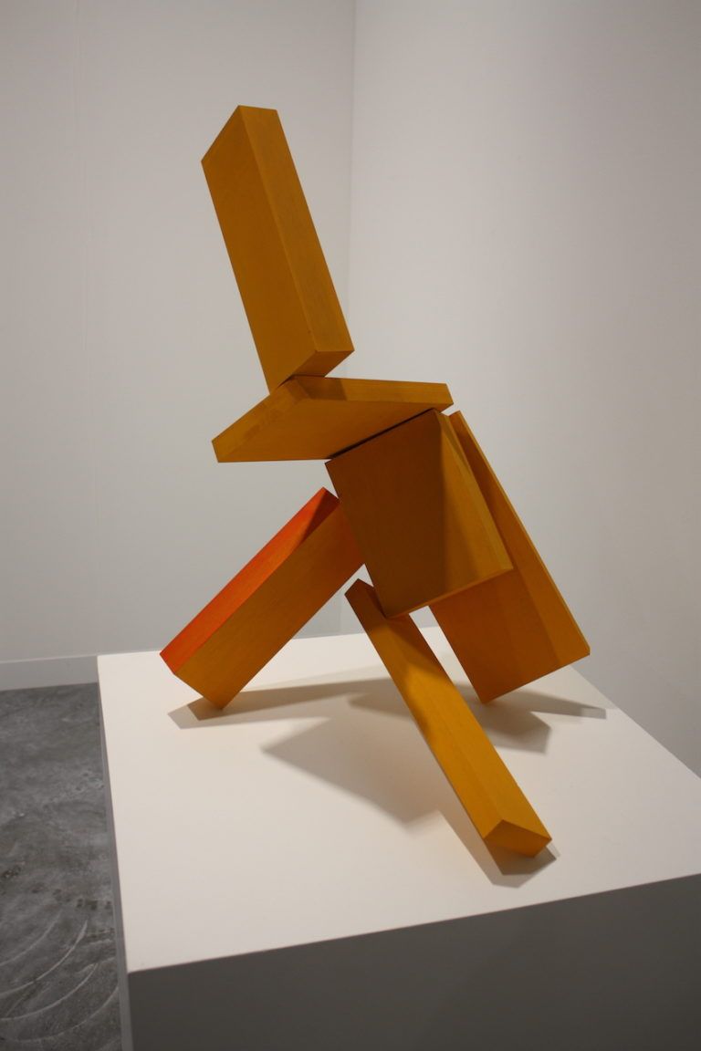 Simple shapes make up his modern, minimalist sculptures.