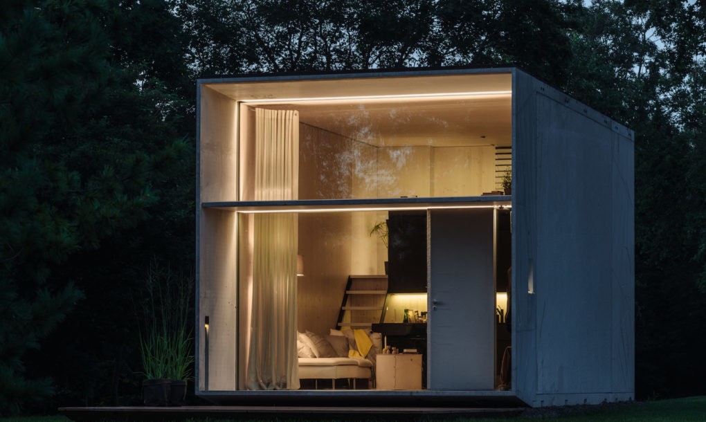 KODA is a tiny solar powered house by night