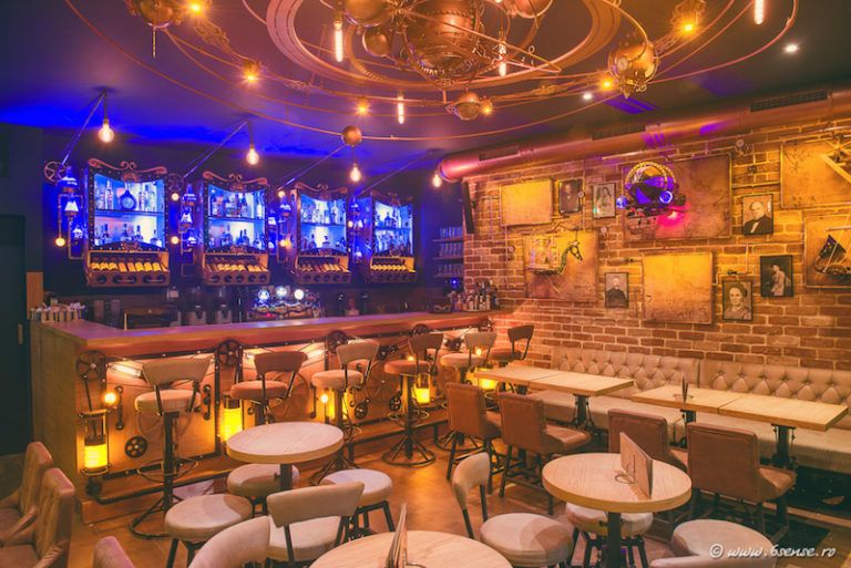 The walls feature exposed bricks and they create an interesting backdrop for all the decorations