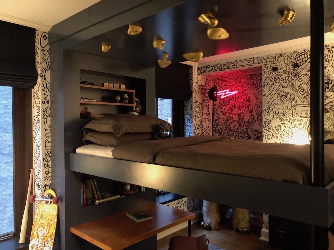 Quirky pieces and a little neon make a fun and creative space for kids.