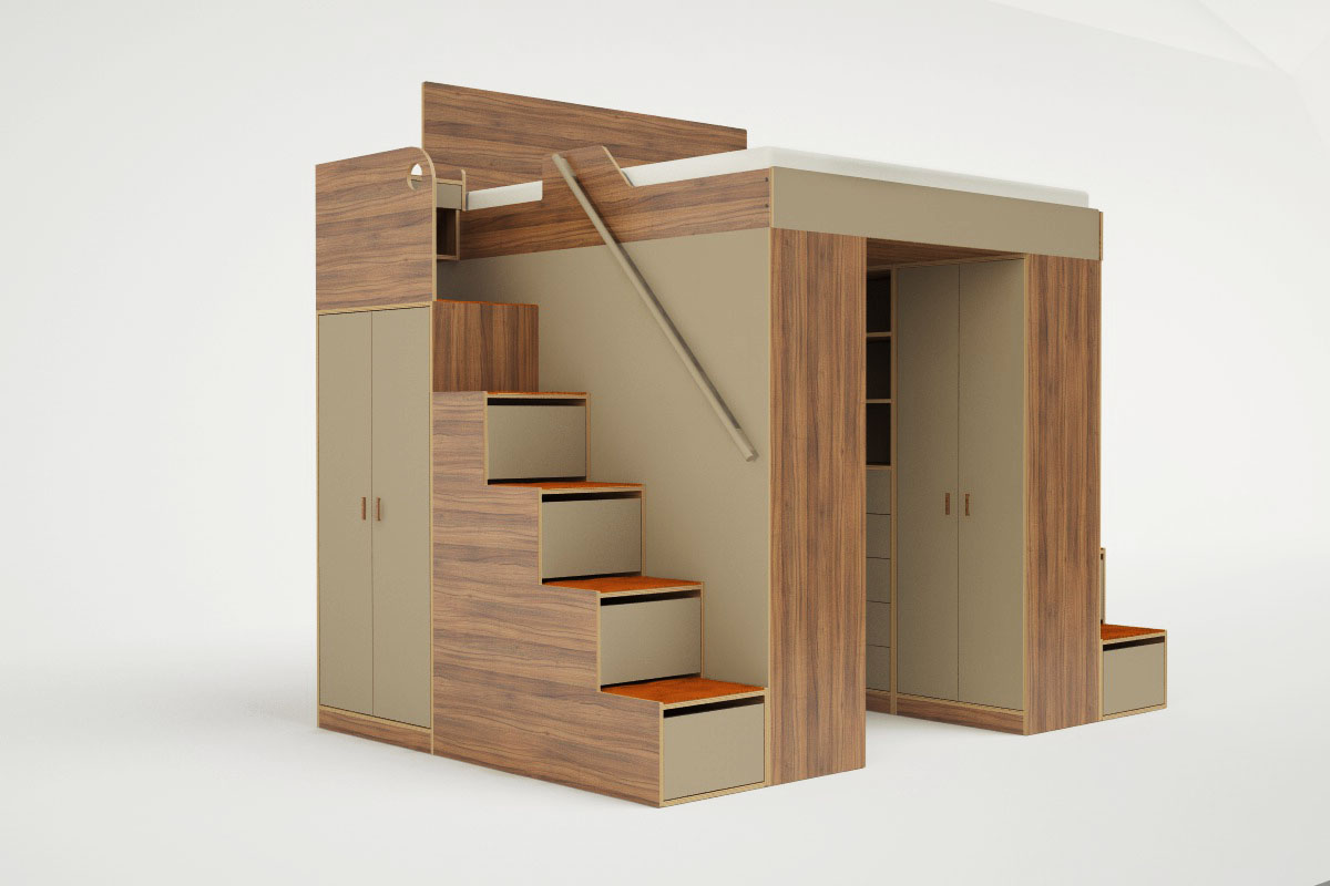 King loft bed system angle