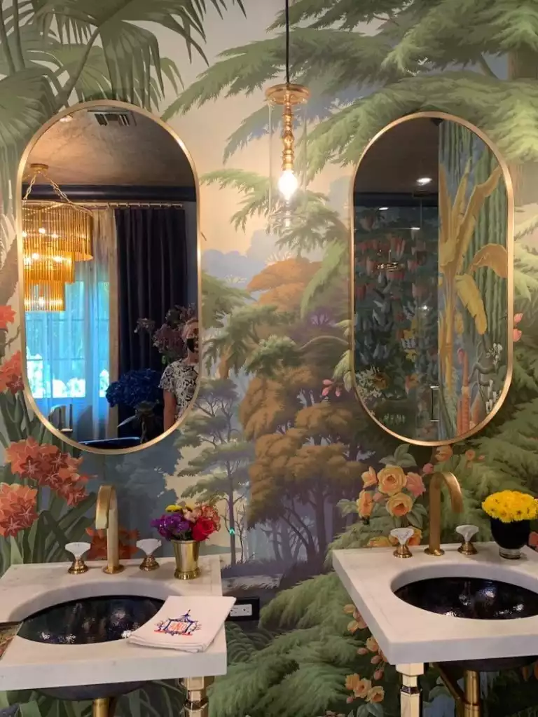 Kips Bay Palm Beach Showhouse jungle bathroom