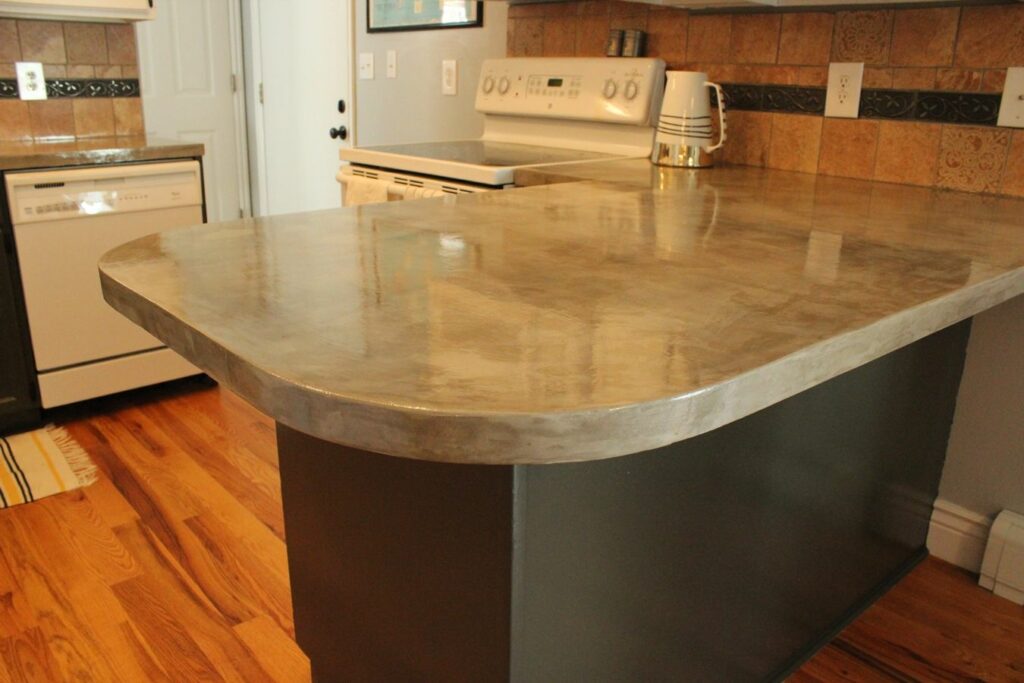 Kitchen concrete countertop Let Dry And Finish Up 1024x683