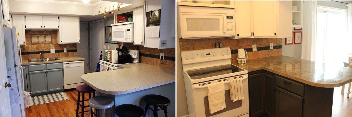 Kitchen countertop before and after