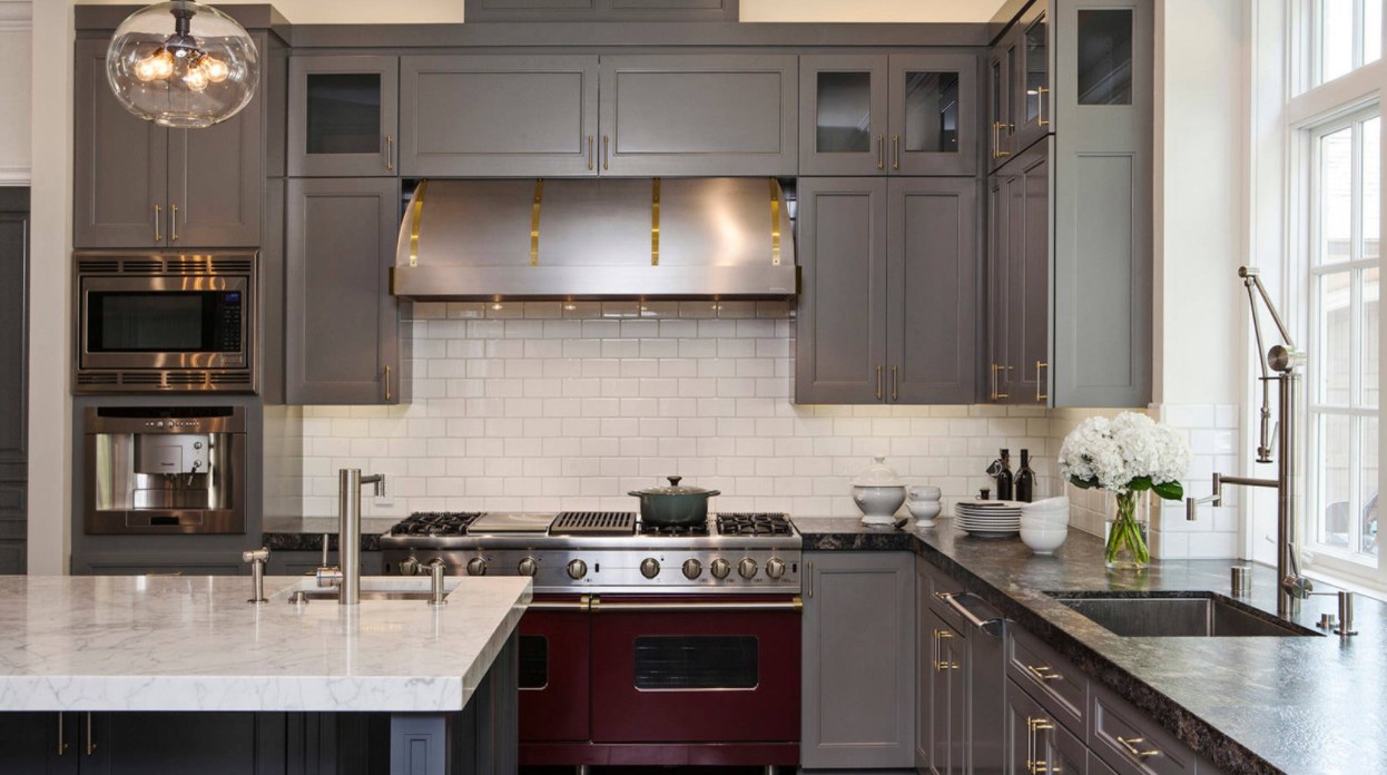 Kitchen design with grey cabinets