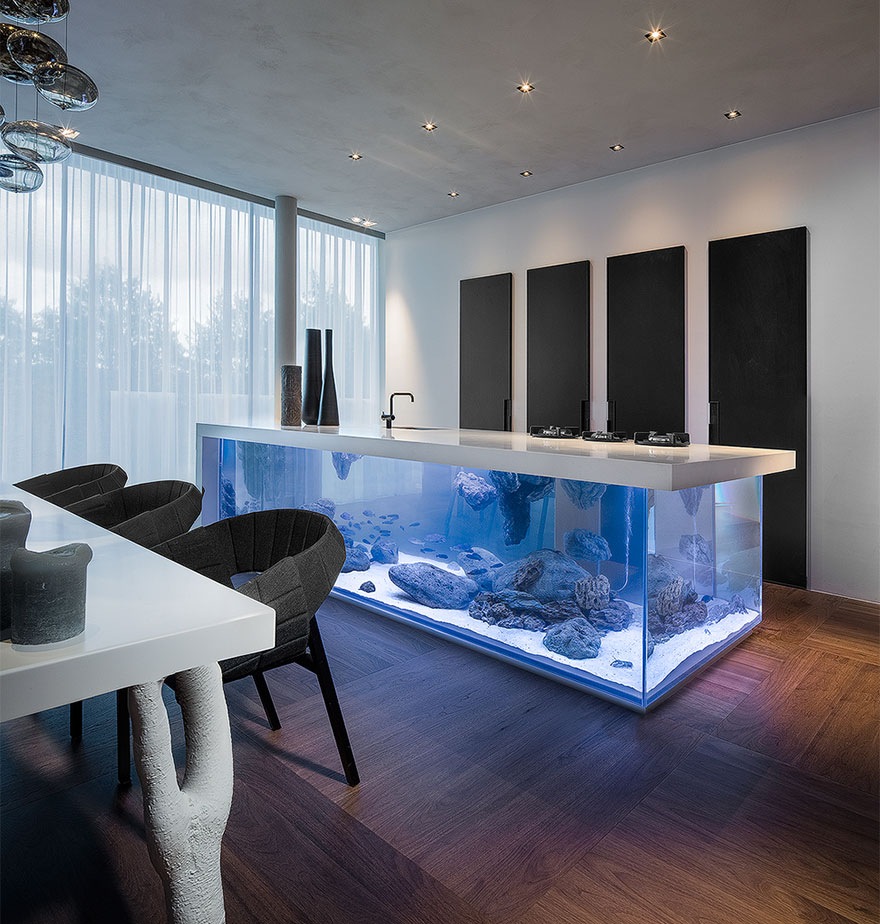 Kitchen island aquarium