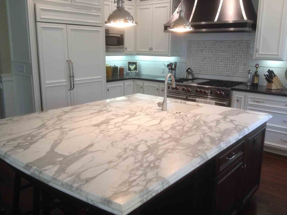 Kitchen island with marble top