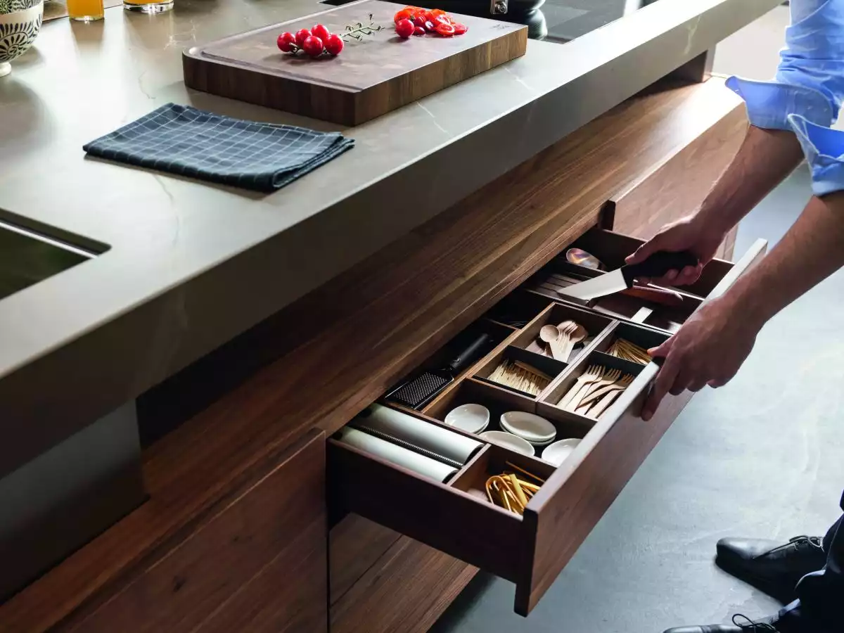 Kitchen island with modern Storage drawers