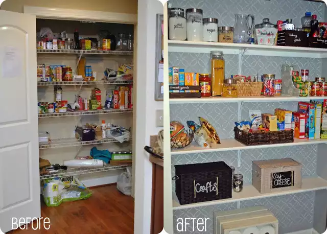 Kitchen pantry before and after organization
