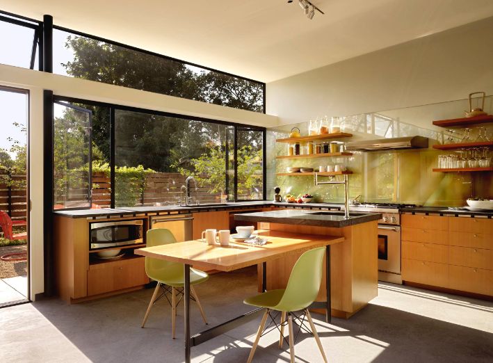 Kitchen with large window