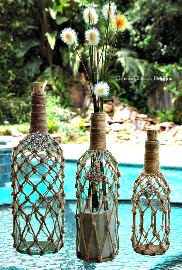 Knotted Jute Glass bottles