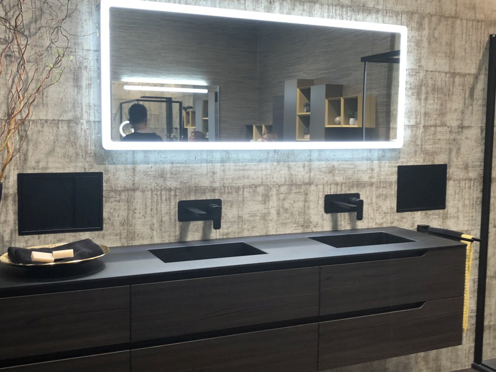 LED light mirror bathroom and dark cabinet