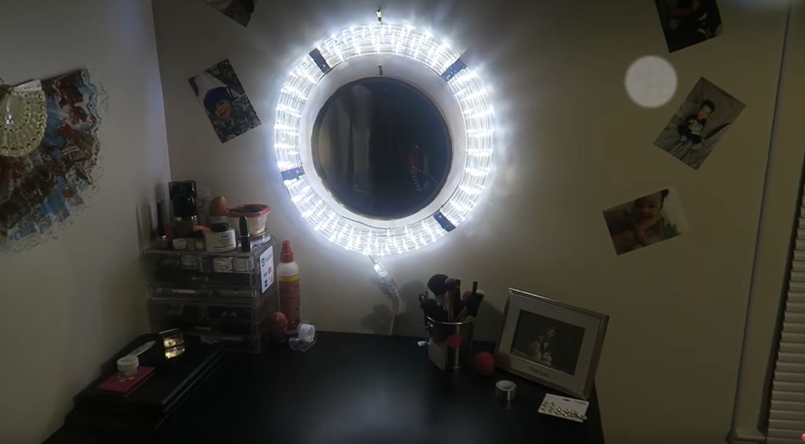 LED ring vanity mirror