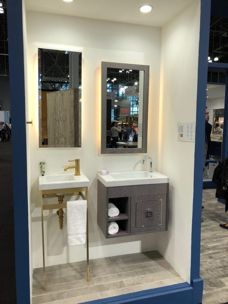 Today's small bathrooms have many more options for fixtures.