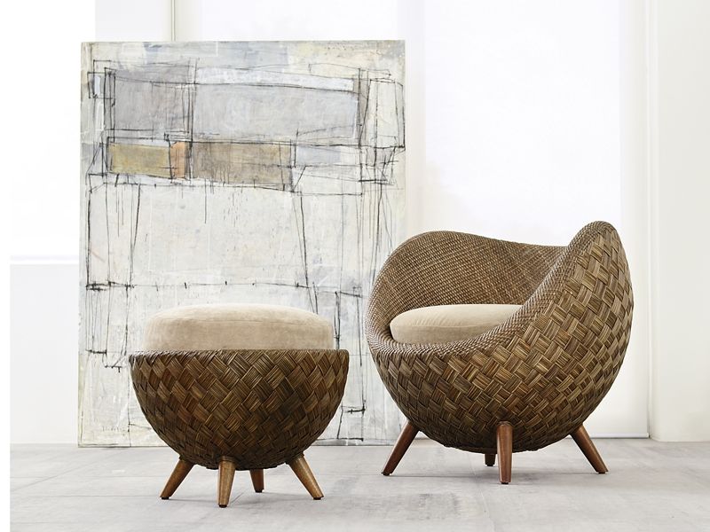 La luna rattan chair and ottoman