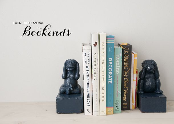 Lacquered animal bookends