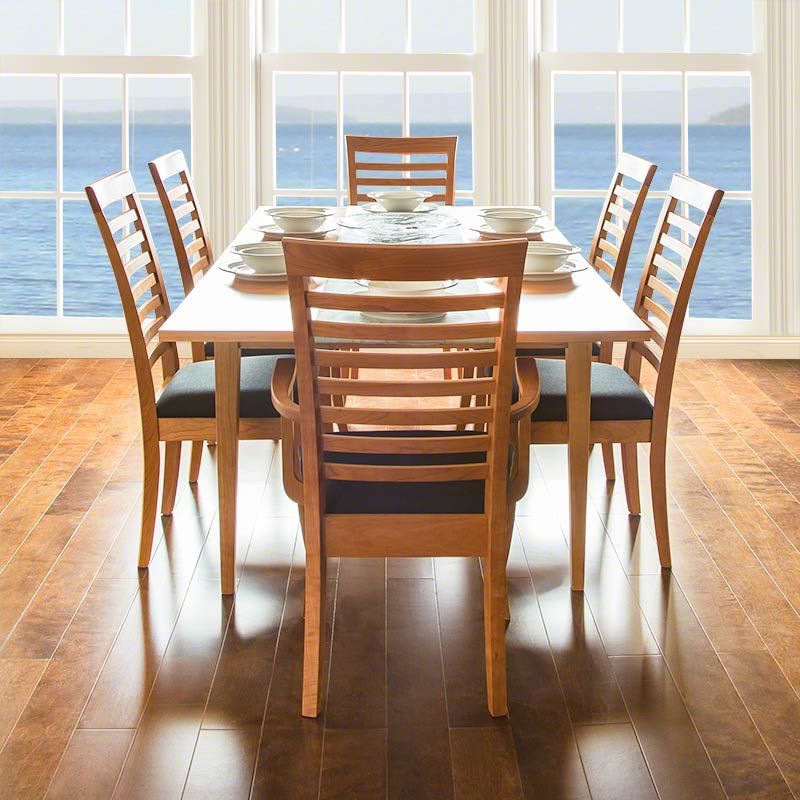 The clean lines of the ladderback chair are perfect for today's casual dining areas.