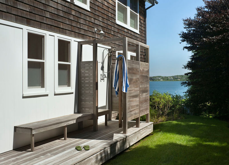 Lake view outdoor shower