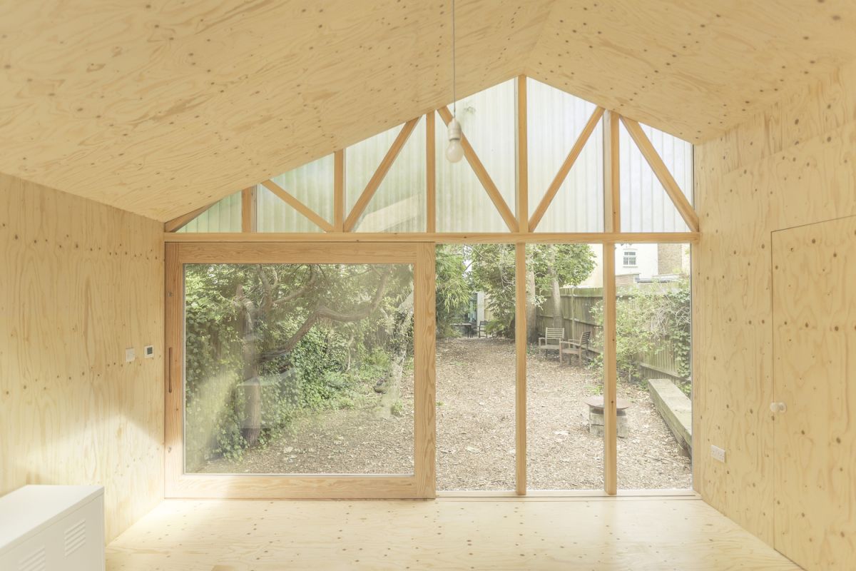 Lantern Studio Backyard with plywood interior by Surman Weston - decor