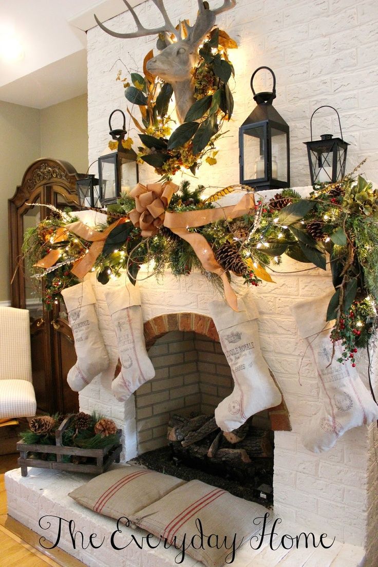 Lanterns christmas mantel