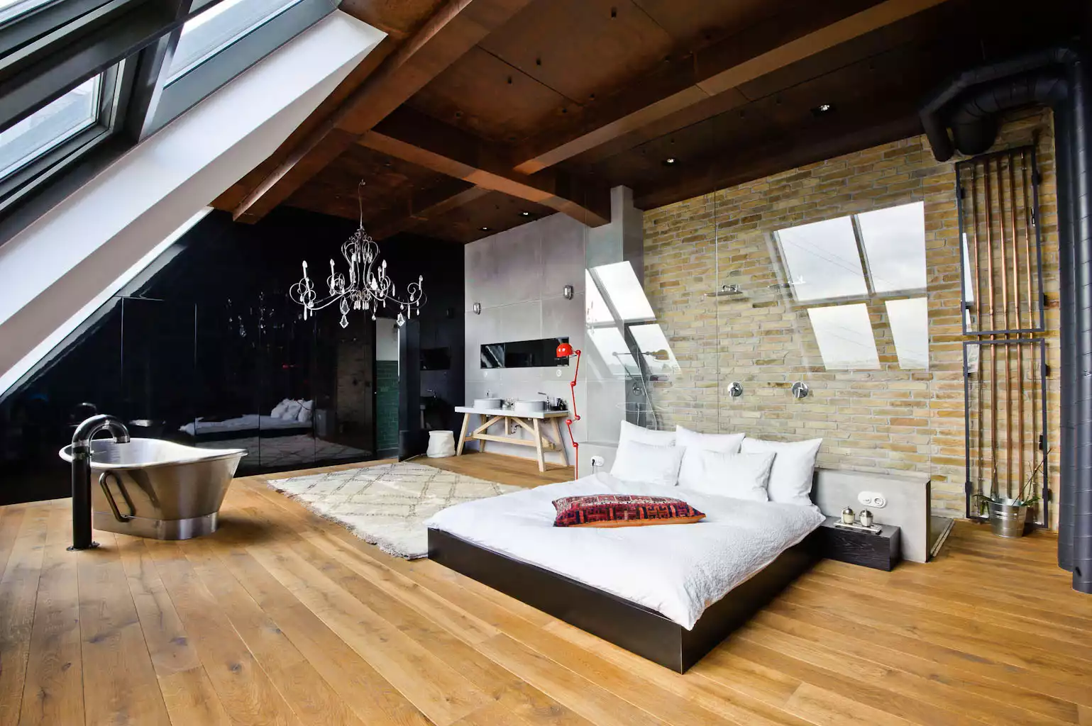 Large ecletic loft apartment design