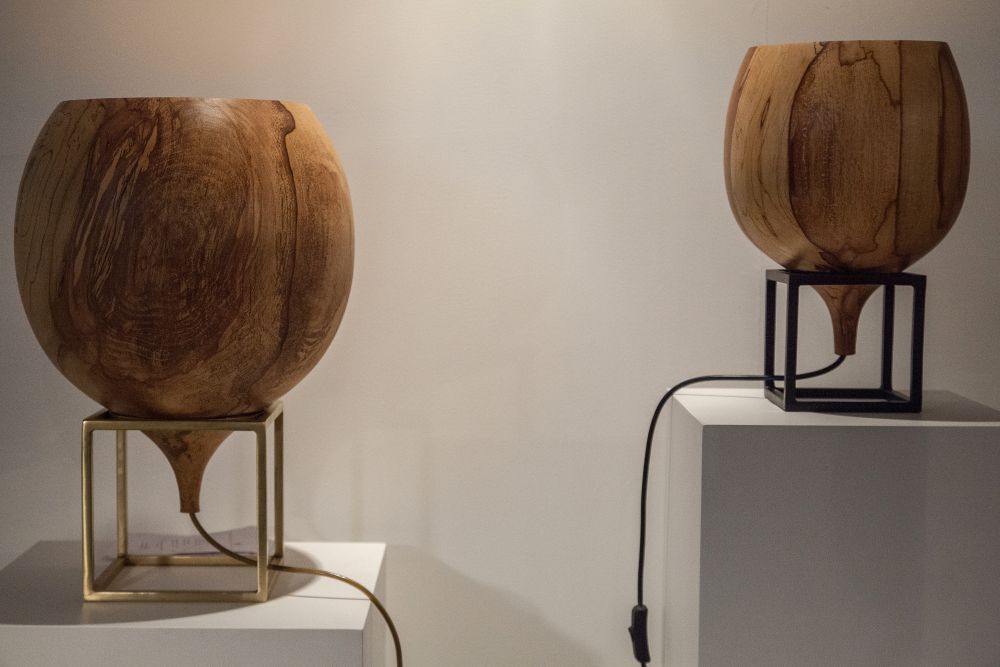 Large floor wooden lamps