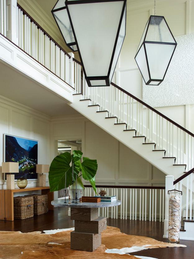 Large foyer design by Kevin Dumais - Bridgehampton