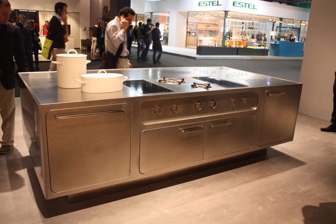 Large kitchen island stainless steel