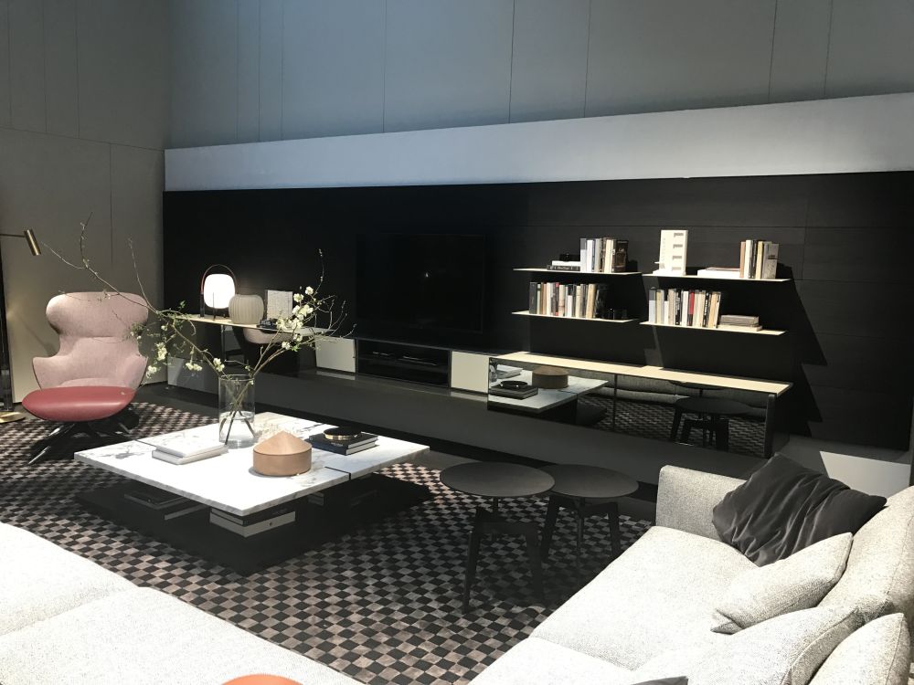 Large living room wall unit and decorative shelves