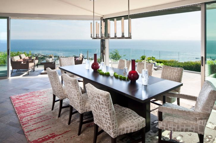 Large rectangular dining table ocean view