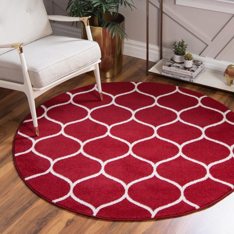 Lattice Frieze Round Rug round geometric