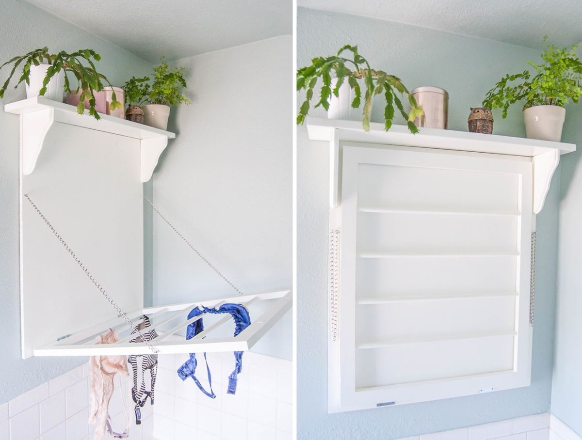 Laundry room rack shelf DIY