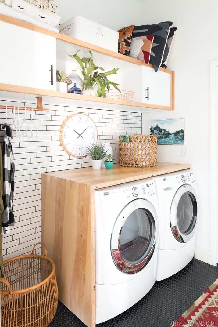 Laundry room waterfall countertop