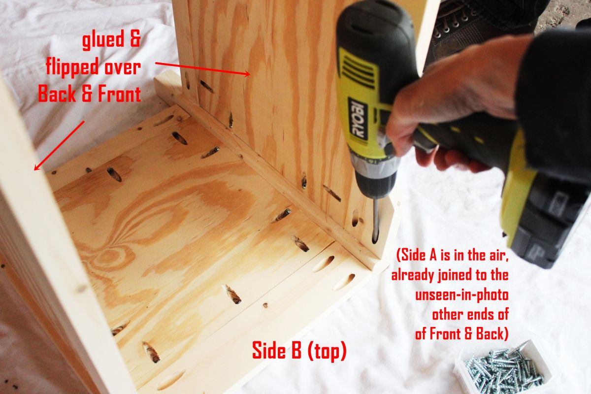 Lay your Side B panel pocket holes facing upward