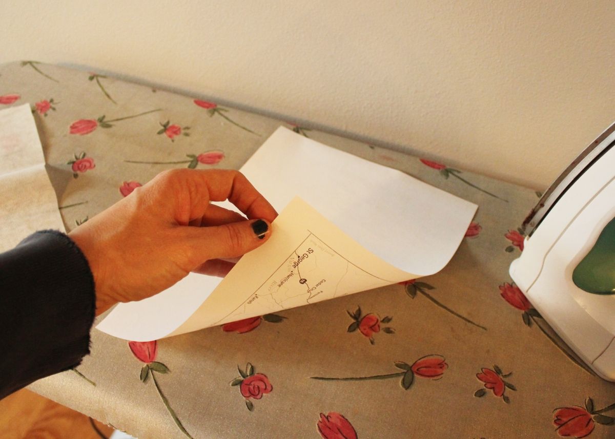 Lay your map right side down onto your ironing board