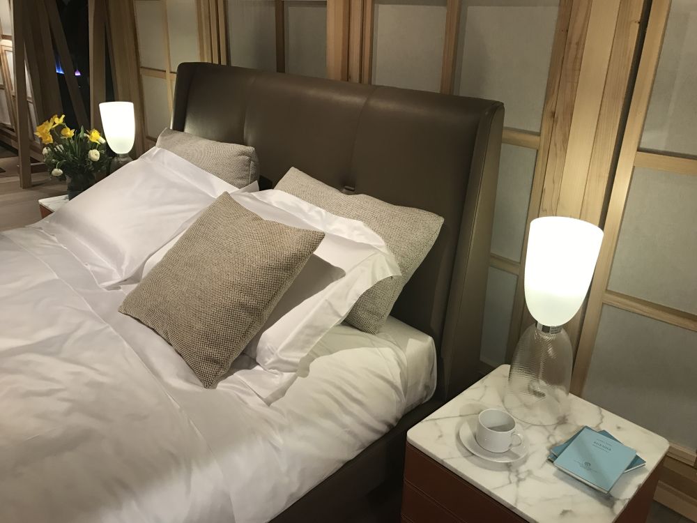 Leather Suzie Wong bed from poltronafrau Marble Top Nightstand