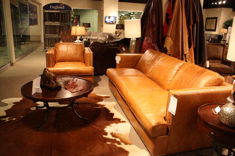 Leather furniture and cowhide accents