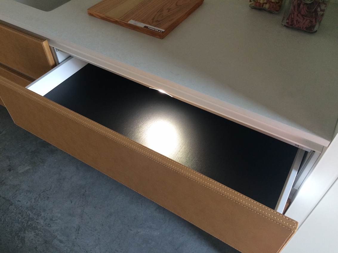 Leather kitchen drawer