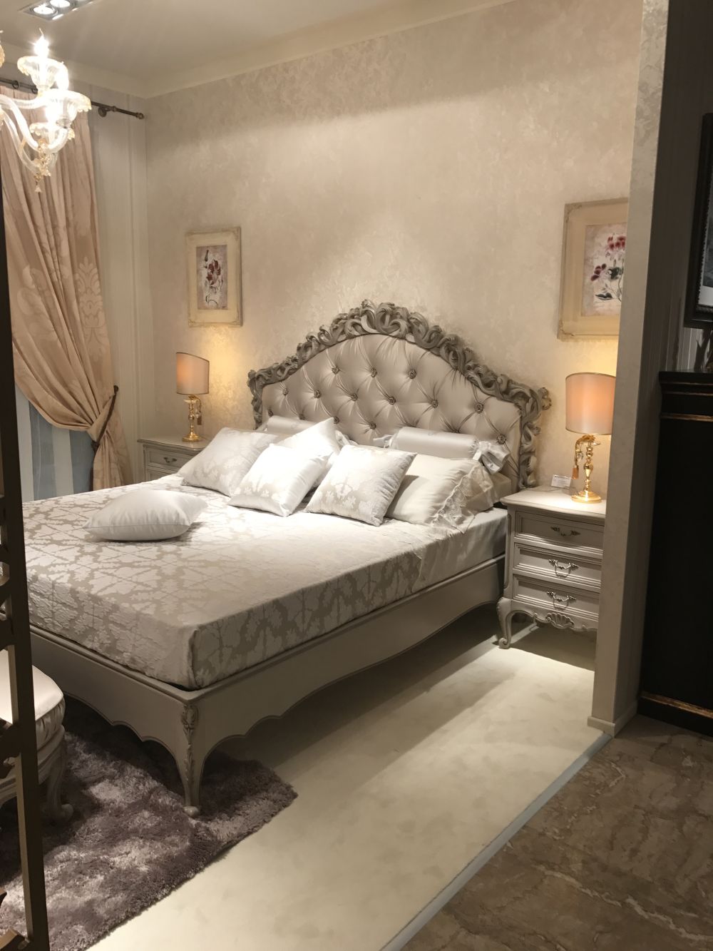 Leather upholstered tufted headboard