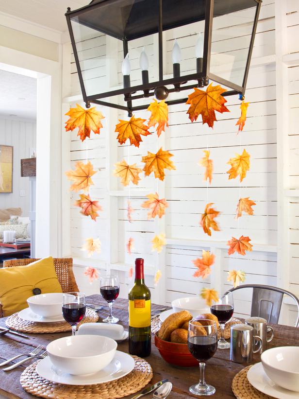 Leaves above the dining table this fall