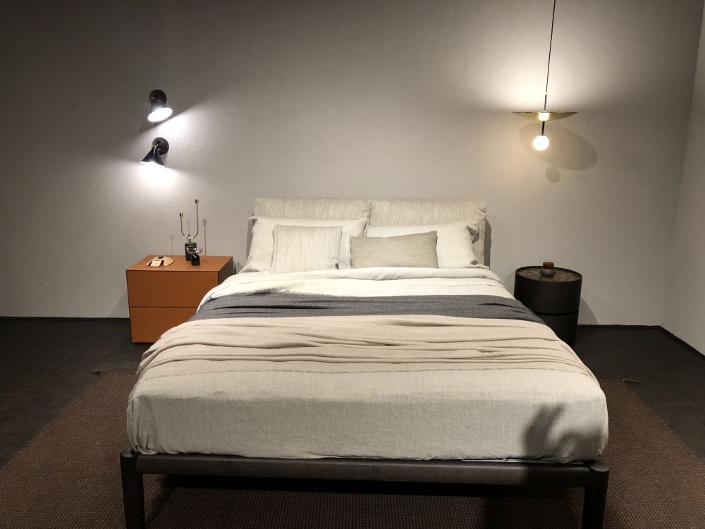 Light gray bed headboard pillows