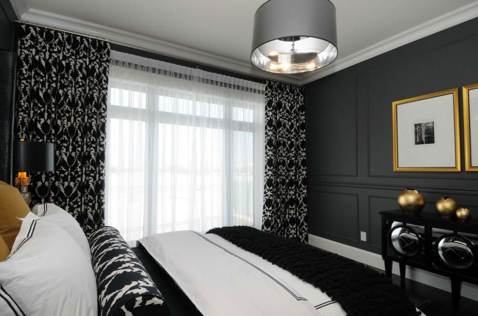 Light gray black and gold accents for bedroom