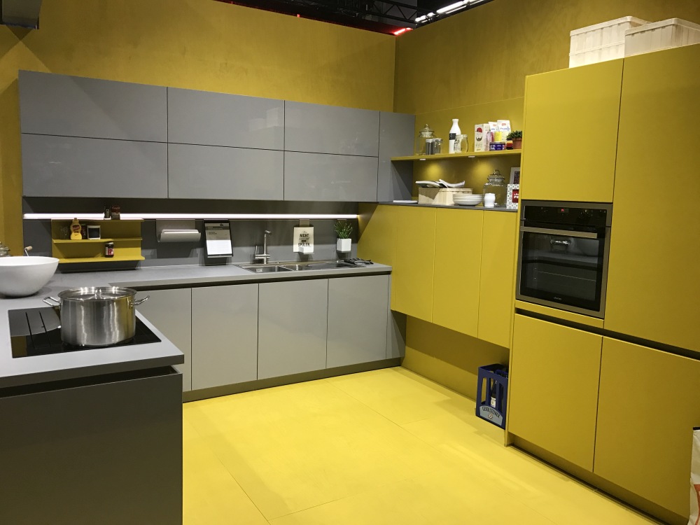 Lime yellow kitchen cabinets