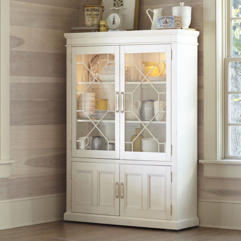 Lisbon Solid Rubberwood Lighted China Cabinet