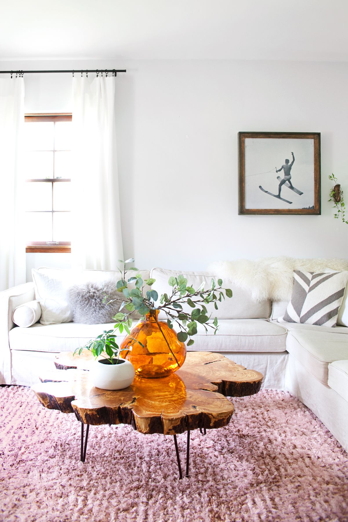 Live edge coffee table for a stylish living room